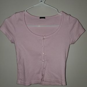 Pink Brandy Melville cropped shirt